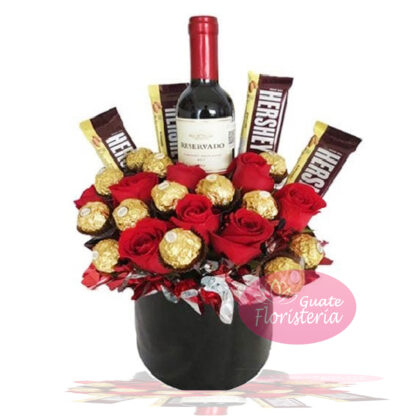 Arreglo de rosas y chocolates