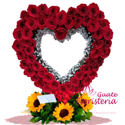 Arreglos florales en forma de corazon