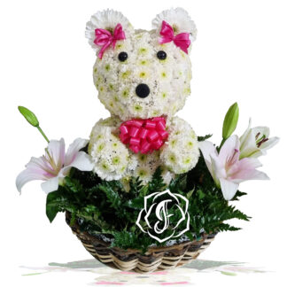 oso hecho de flores naturales