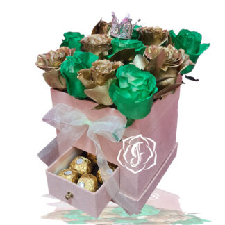 Caja con rosas y chocolates