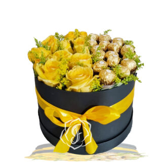 Flores amarillas con chocolates